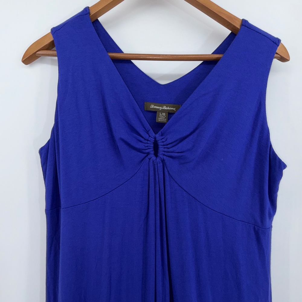 Tommy Bahama Royal Blue Sleeveless V-Neck O-Ring Maxi Dress Large